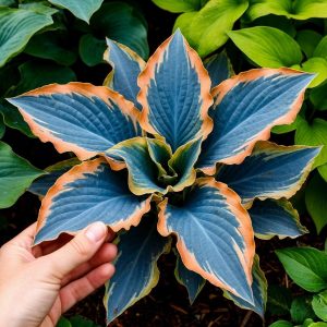 Хоста Океан Вью купить по цене от 960р. в интернет-магазине «Посадика» с доставкой почтой в в Нижний Ломове и по всей России – [изображение №1].